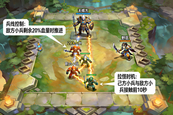 DOTA2 中路兵线控制与野区拉怪时机演示画面